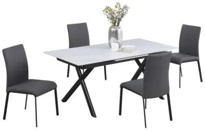 5-Piece Karol Dining Set with Extendable Sintered Stone Top Table & 4 Chairs