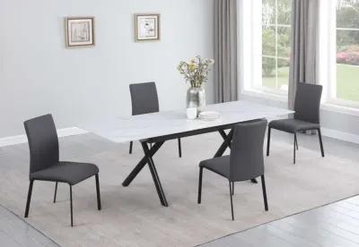 5-Piece Karol Dining Set with Extendable Sintered Stone Top Table & 4 Chairs