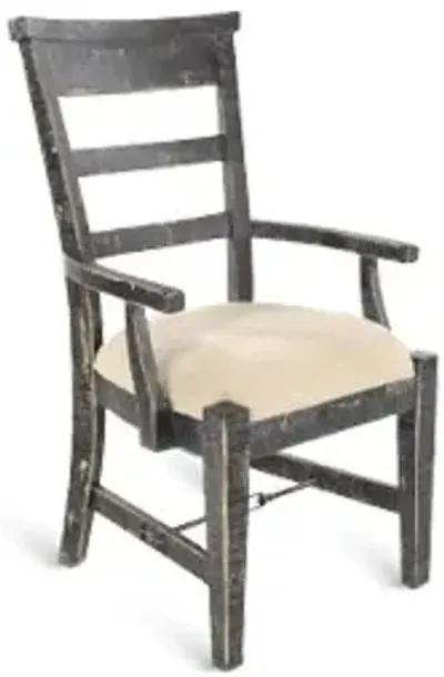 Sunny Designs Marina Black Sand Arm Dining Chair Cushioned Seat