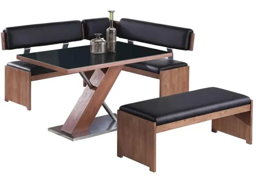 EMMA MODERN ALL-WOOD DINING SET WITH TABLE, NOOK & BENCH