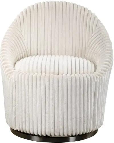 CRUE IVORY SWIVEL BARREL CHAIR