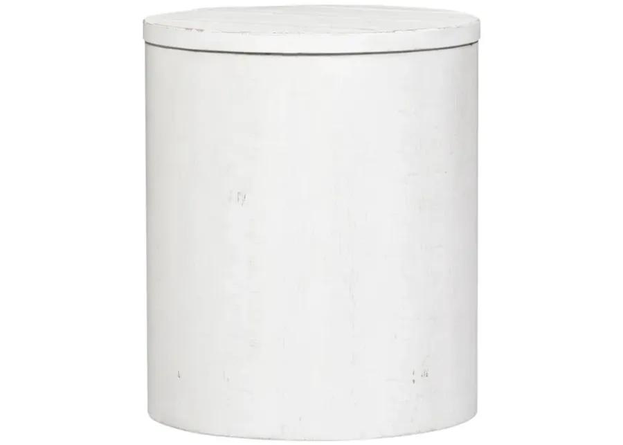 MODERN FARMHOUSE DRUM END TABLE