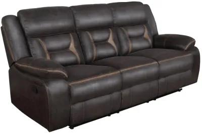 Coaster Greer Upholstered Motion Reclining Sofa Brown