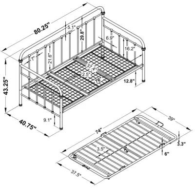 Coaster Livingston Metal Twin Daybed with Trundle Dark Bronze
