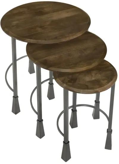 Coaster Deja 3-Piece Round Nesting Table Set Natural & Gunmetal