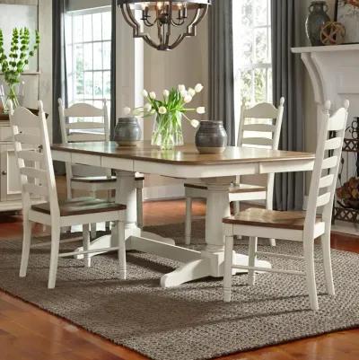 Liberty Furniture Springfield 5-Piece Two-Tone Double Pedestal Casual Dining Table Set