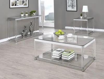 Coaster Anne Rectangular Glass Top Acrylic Leg Coffee Table Chrome