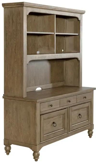 Liberty Furniture Americana Farmhouse Wire Brushed Antique Dusty Taupe Credenza & Hutch