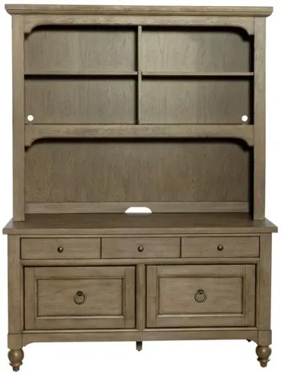 Liberty Furniture Americana Farmhouse Wire Brushed Antique Dusty Taupe Credenza & Hutch