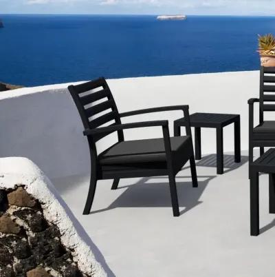 Compamia Artemis XL Club Chair Black with Sunbrella Charcoal Cushions