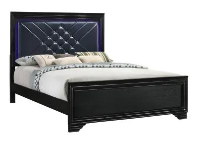 Coaster Penelope Wood Queen Led Panel Bed Midnight Star