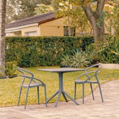 PIA PATIO DINING SET WITH 2 CHAIRS DARK GRAY