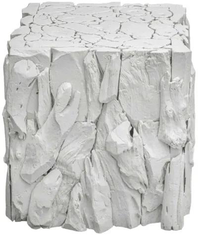 Uttermost Teak Root White Bunching Cube Ottoman