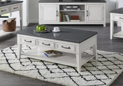 Martin Svensson Del Mar 3-Drawer Coffee Table in Antique White & Grey