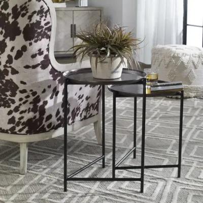 BURNETT 2-PIECE DARK NICKEL NESTING TABLE SET