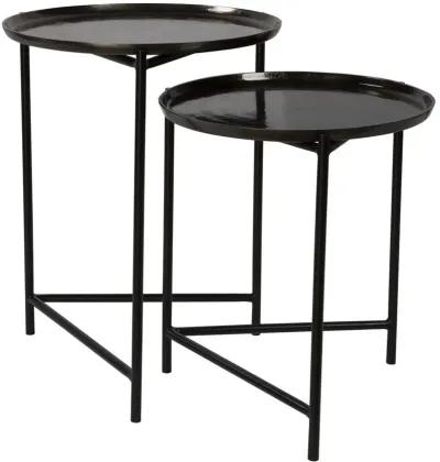 BURNETT 2-PIECE DARK NICKEL NESTING TABLE SET