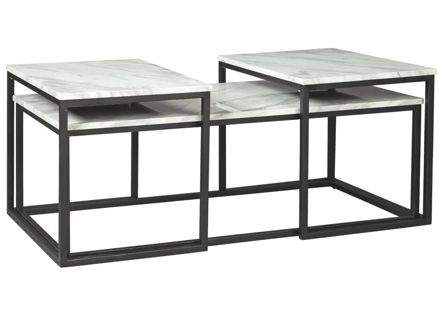 DONNESTA TABLE (SET OF 3) GRAY BLACK SIGNATURE DESIGN