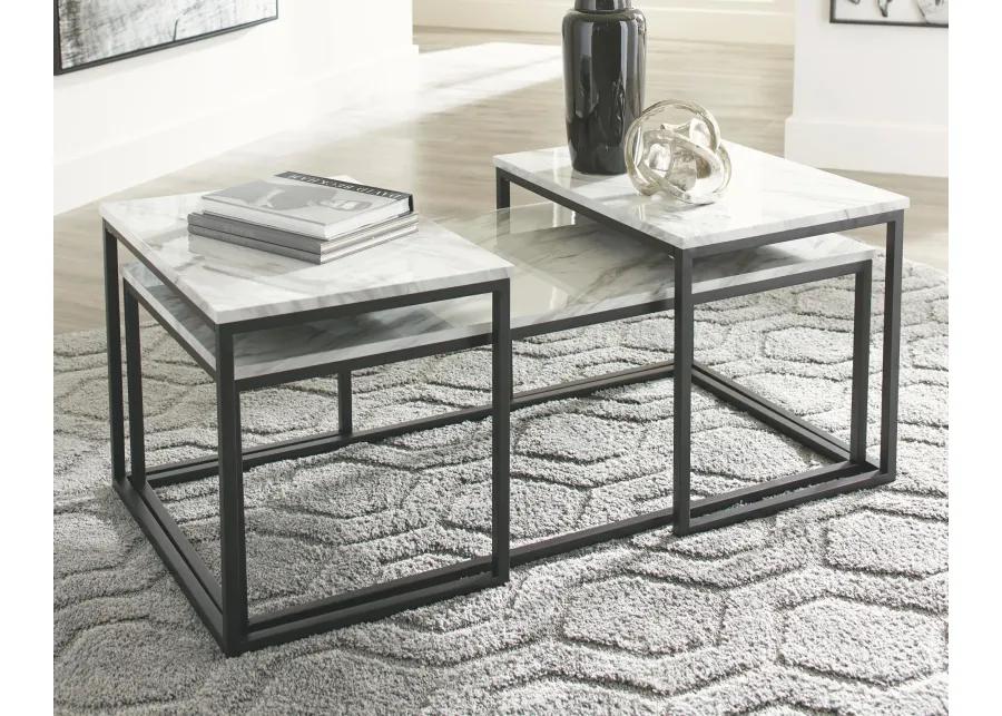 DONNESTA TABLE (SET OF 3) GRAY BLACK SIGNATURE DESIGN