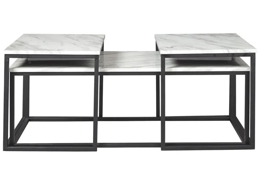 DONNESTA TABLE (SET OF 3) GRAY BLACK SIGNATURE DESIGN