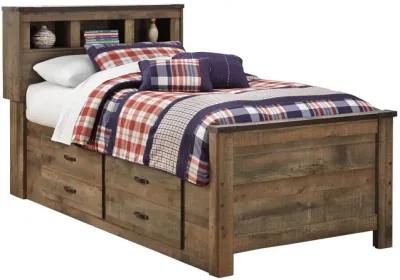 Ashley Trinell Rustic Brown Twin Bookcase Bed with 2 Storage Drawers