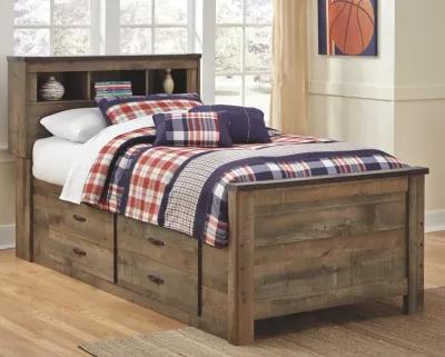 Ashley Trinell Rustic Brown Twin Bookcase Bed with 2 Storage Drawers