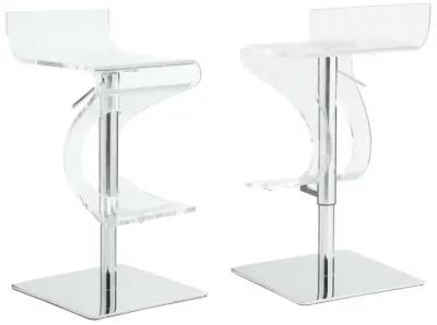 Chintaly Clear Contemporary Pneumatic-Adjustable Stool with Acrylic Seat