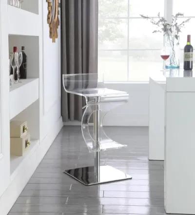 Chintaly Clear Contemporary Pneumatic-Adjustable Stool with Acrylic Seat