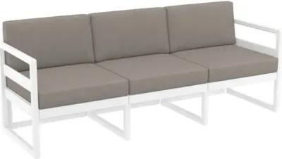 Compamia Mykonos Patio Sofa White with Sunbrella Taupe Cushion