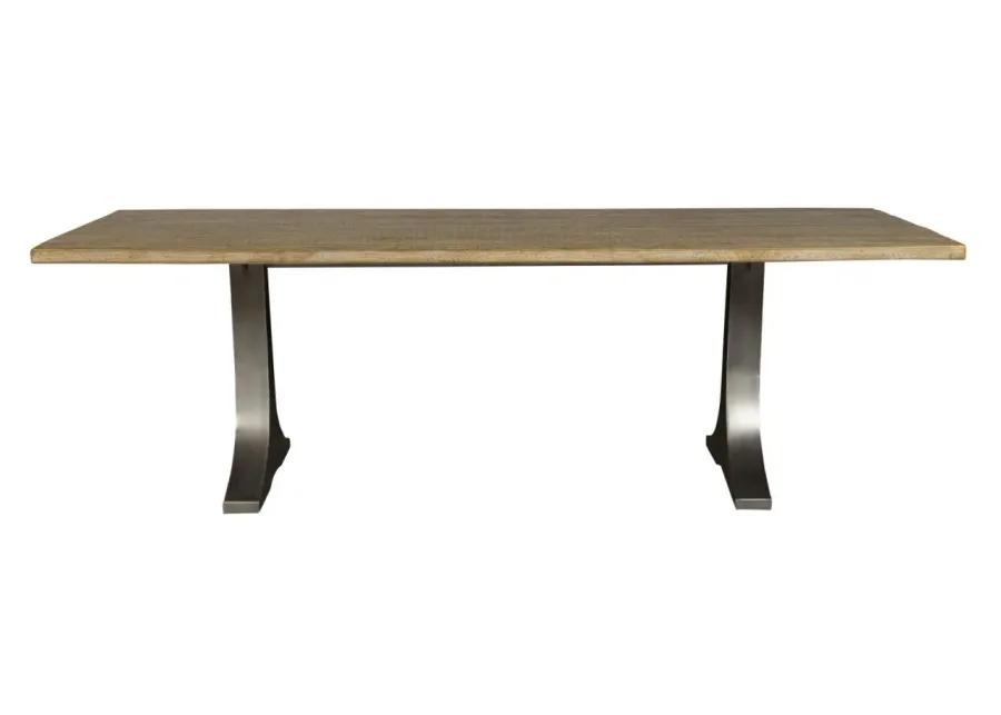 NEVA 94 INCH DINING TABLE - NICKEL PLATED IRON WITH AGED WHITE FINISH