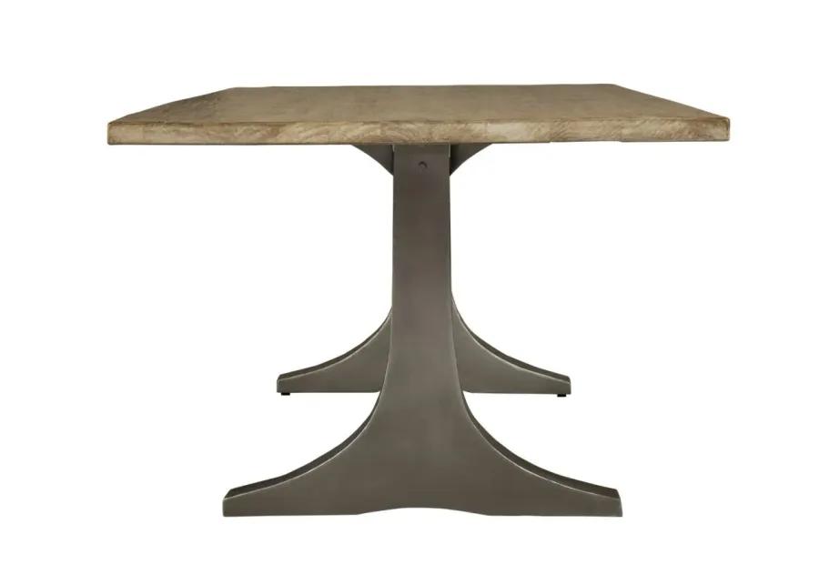 NEVA 94 INCH DINING TABLE - NICKEL PLATED IRON WITH AGED WHITE FINISH