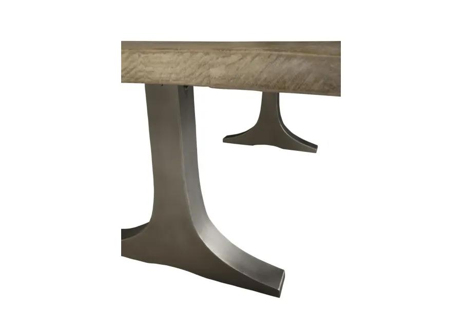 NEVA 94 INCH DINING TABLE - NICKEL PLATED IRON WITH AGED WHITE FINISH