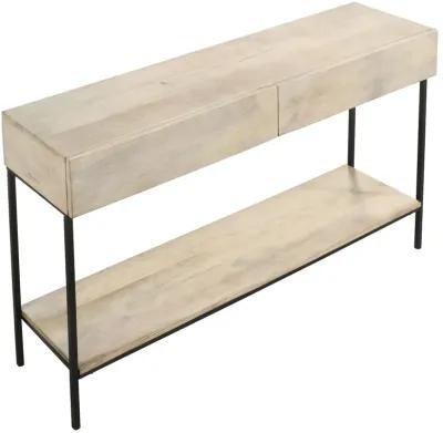 Rubeus 2-Drawer Wood Entryway Console Table White Washed