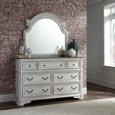 Liberty Furniture Complete King Bedroom Set Upholstered Sleigh Bed, Dresser, Mirror & Chest Magnolia Manor