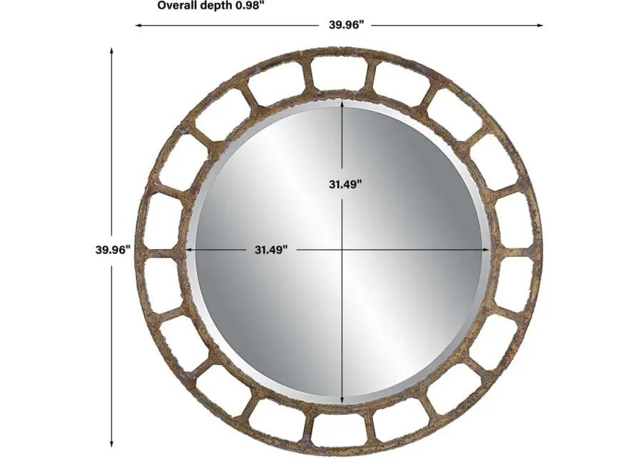 DARBY AGED GOLDEN BRONZE ROUND MIRROR