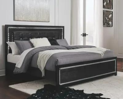 KAYDELL KING UPHOLSTERED PANEL BED BLACK SIGNATURE DESIGN