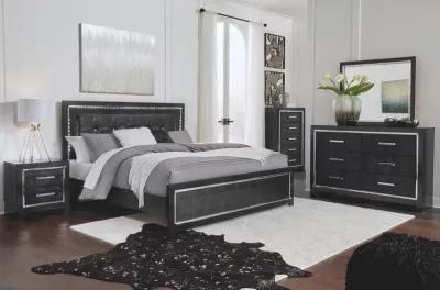 KAYDELL KING UPHOLSTERED PANEL BED BLACK SIGNATURE DESIGN