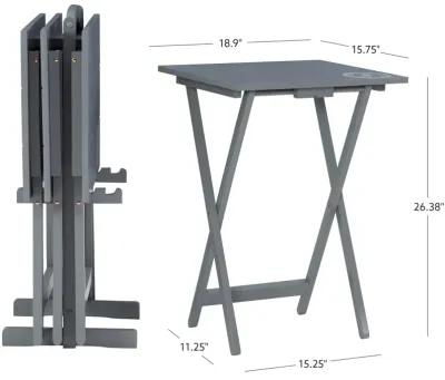 Linon Compass Grey Tray Table Set