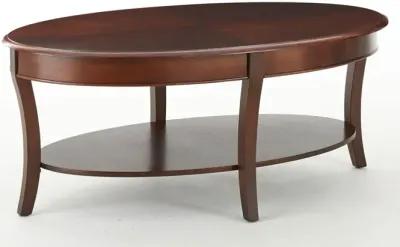 Steve Silver Classic Oval Coffee Table with Shelf in Cherry Finish