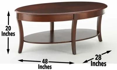 Steve Silver Classic Oval Coffee Table with Shelf in Cherry Finish