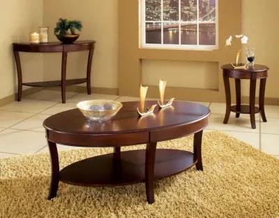 Steve Silver Classic Oval Coffee Table with Shelf in Cherry Finish