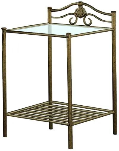 Sydney Metal 2-Shelf Nightstand Antique Brushed Gold