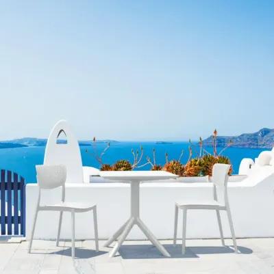 3-Piece Lucy Outdoor Bistro Set with 24 Inch Table Top White