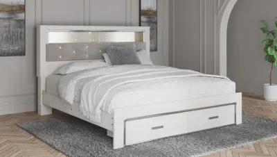 Altyra White King Upholstered Bookcase Bed with Storage