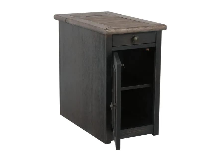 TYLER CREEK CHAIRSIDE END TABLE WITH USB PORTS & OUTLETS GRAYISH BROWN BLACK SIGNATURE DESIGN