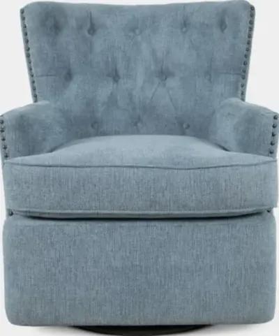 Bryson Blue Swivel Accent Barrel Chair