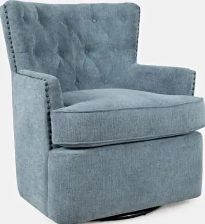 Bryson Blue Swivel Accent Barrel Chair