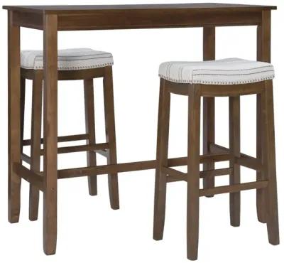 Linon Claridge 3-Piece Rustic/Stripe Bar Stools & Table Set