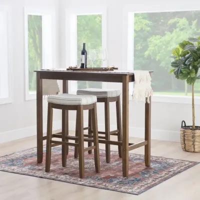 Linon Claridge 3-Piece Rustic/Stripe Bar Stools & Table Set