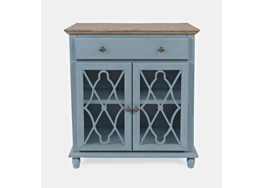 AURORA HILLS 2 DOOR ACCENT CHEST BRUSHED BLUE|BISQUE