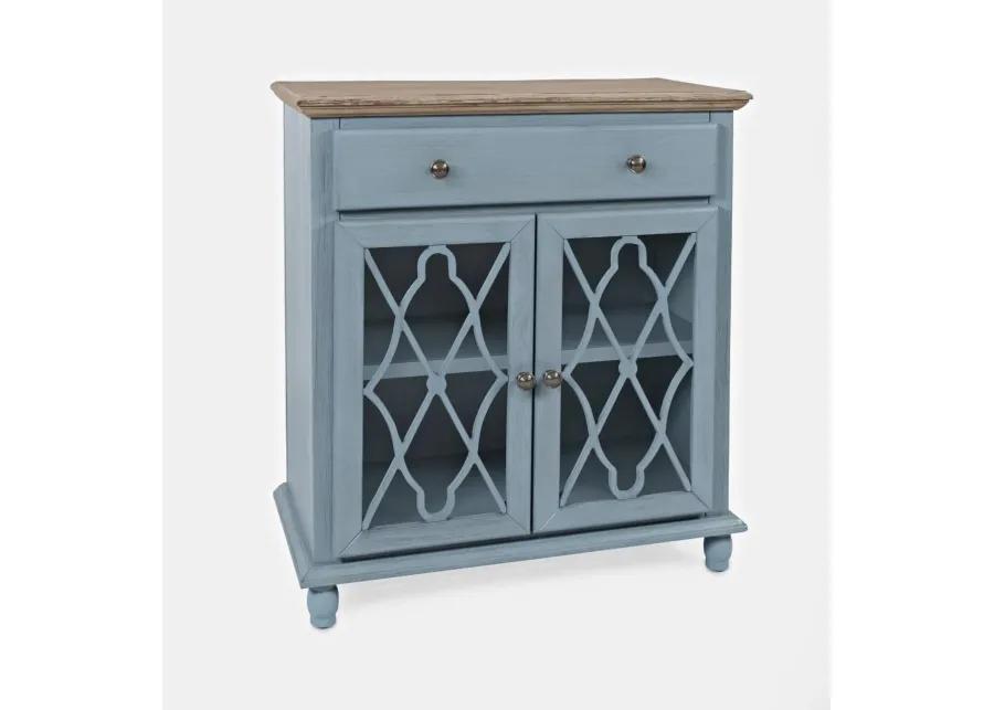 AURORA HILLS 2 DOOR ACCENT CHEST BRUSHED BLUE|BISQUE